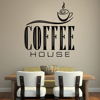 66% OFF on D��cor Kafe Decal Style Coffee House Wall Art Medium Size- 16*18 Inch Color - Black Wall Sticker Sticker Pack of 1