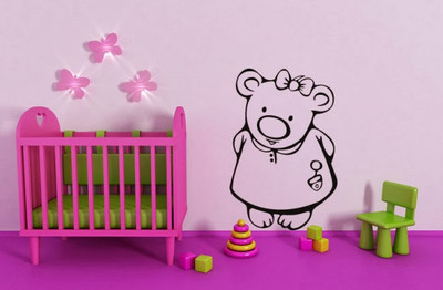 80% OFF on DeStudio DeStudio Cute Girl Teddy Bear Wall Stickers Size SUPER WALL STICKER Sticker