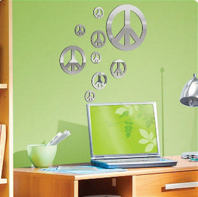 27% OFF on Saifee 3D Home Office Decor Wall Decals Peace Sign Mirror Acrylic Sticker