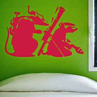 50% OFF on DeStudio Banksy Extermation Mice Graffiti2 Color Red Size 150 X 60 Cms Wall Sticker