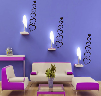 66% OFF on DeStudio 18 Black Hearts 3D Acrylic Sticker Pack of 18