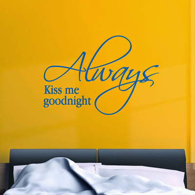 50% OFF on DeStudio Kiss Me Goonight Love Quote Wallart Color Blue Size 135 X 60 Cms Wall Sticker