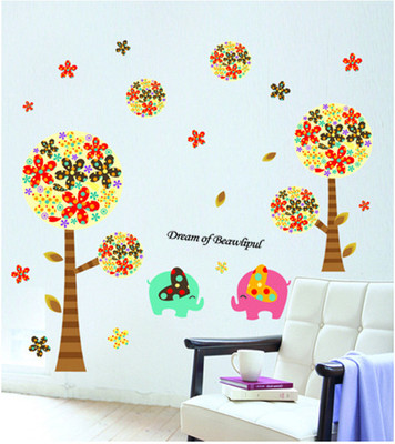 33% OFF on Pindia 3d Tree With Elephants Wall Sticker