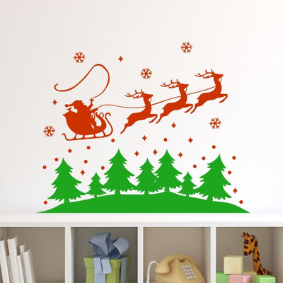 Chipakk Christmas Santa Decal - Orange & Green Pigmented Polyvinyl Sticker
