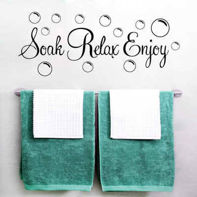 58% OFF on Decor Kafe Soak Relax Enjoy Wall Decal Large Size-34 x 13 inch Black Vinyl Film Sticker Pack of 1