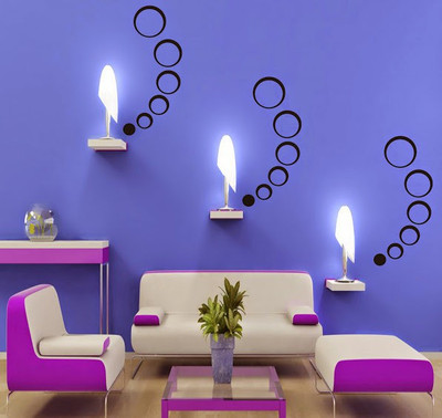 66% OFF on DeStudio 18 Black Rings 3D Acrylic Sticker Pack of 18