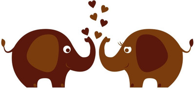 Chipakk Elephant Pair-Brown Wall Decal Small Pigmented Polyvinyl Films Imported Sticker