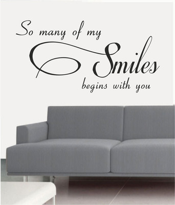 50% OFF on Ritzy Smile Begins With Living Room Wall Quotes Wall Decal Sticker