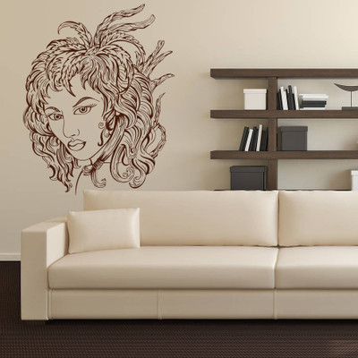 87% OFF on D��cor Kafe Decal Style Girl Abstract Wall Art Large Size-33*42 Inch Wall Sticker Sticker Pack of 1