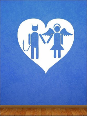 84% OFF on Wall1ders Devil & Angle Love PVC Vinyl Sticker Sticker Pack of 1