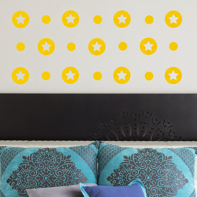 50% OFF on DeStudio Star Pattern Decortative Shapes Wallart Vinyl Color Yellow Size 150 X 60 Cms Wall Sticker