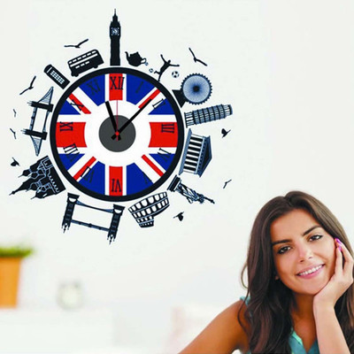 53% OFF on Uberlyfe World Tour Wall Clock cum Wall Sticker Pack of 1