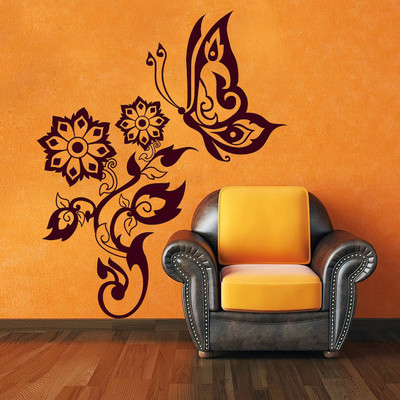50% OFF on DeStudio DeStudio Butterfly On Flowers New Two Wall Stickers Size JUMBO WALL STICKER Sticker
