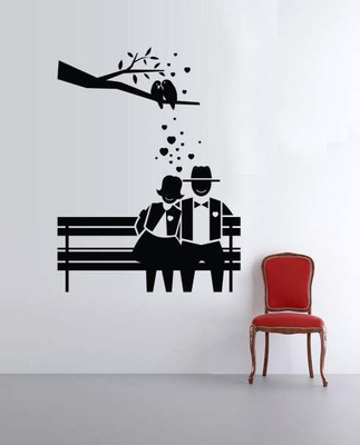 50% OFF on Hoopoe Decor Old Couple Sitting Together Wall Sticker Pack of 1