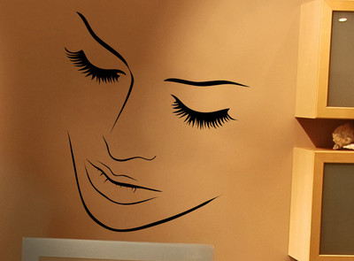 Decor Kafe Creative Face Self Adhesive Wall Decal Large Size-29*34 Inch Color - Black Wall Sticker Sticker (Pack Of 1)