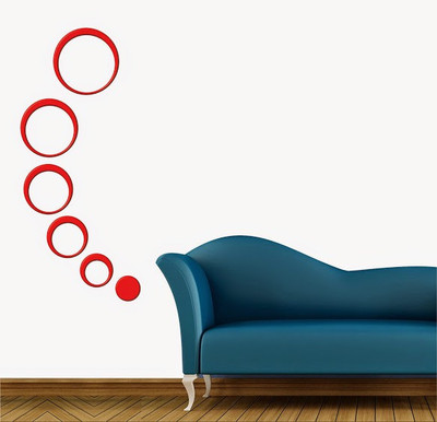 66% OFF on DeStudio 6 Red Rings 3D Acrylic Sticker Pack of 6