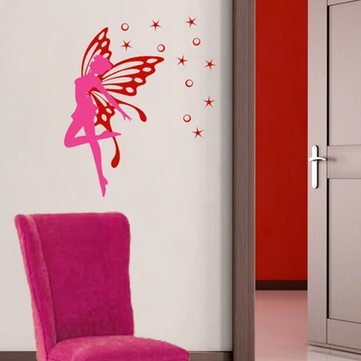 Chipakk Circles & Stars Fairy Pink Wall Decal Medium Pigmented Polyvinyl Films Imported Sticker