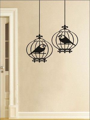 87% OFF on Wall1ders Birds With Hanging Cage PVC Vinyl Sticker Pack of 1