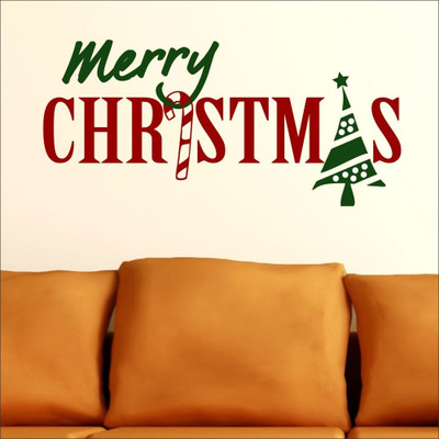 Chipakk Christmas Tree Candy Decor Decal - Green & Red Pigmented Polyvinyl Sticker