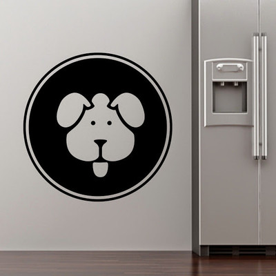50% OFF on DeStudio Dog Pets Fun Circle Badge Vinyl Color Black Size 135 X 60 Cms Wall Sticker