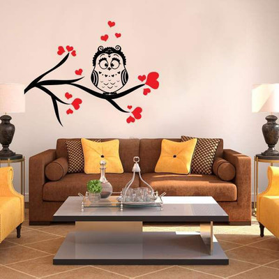 50% OFF on Hoopoe Decor Owl Sitting on the Tree Wall Sticker Pack of 1