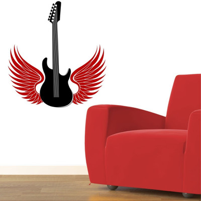 Chipakk Guitar with the wings- Black Medium Pigmented Polyvinyl Films Imported Sticker