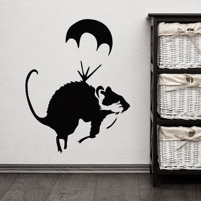 50% OFF on DeStudio Banksy Rat Parachute Graffiti Color Black Size 135 X 60 Cms Wall Sticker