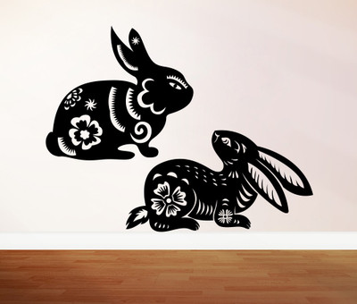 86% OFF on D��cor Kafe Decal Style Rabbits Wall Sticker Large Size-35*27 Inch Wall Sticker Sticker Pack of 1