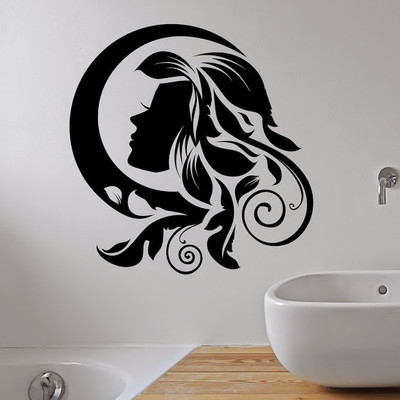 50% OFF on DeStudio Mural Woman Floral Two Color Black Size 135 X 60 Cms Wall Sticker