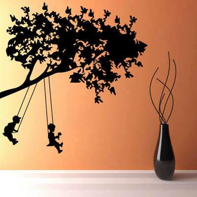 77% OFF on D��cor Kafe Decal Style Chidren's Playing Wall Sticker Large Size-23*23 Inch Wall Sticker Sticker Pack of 1