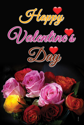 16% OFF on Happy Valentine Day With Bunch Of Roses Paper Print