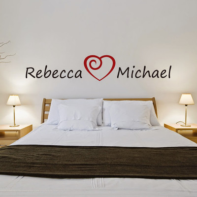 68% OFF on DeStudio Personalised Names And Love Heart Wall Art Sticker2 Color Black Size 60 X 60 Cms Wall Sticker