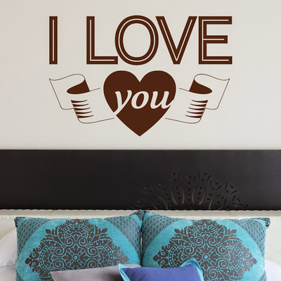 50% OFF on DeStudio Love You Heart Modern Cute Wallart Home Color Brown Size 135 X 60 Cms Wall Sticker