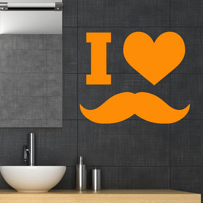 50% OFF on DeStudio I Heart Love Moustache Mens Two Color Orange Size 135 X 60 Cms Wall Sticker