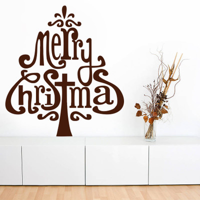 60% OFF on D��cor Kafe Decal Style Merry Christmas Tree Wall Art Large Size-22*24 Inch Wall Sticker Sticker Pack of 1