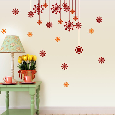 20% OFF on Chipakk Christmas Hanging Snowflake Decal - Red & Orange Pigmented Polyvinyl Sticker