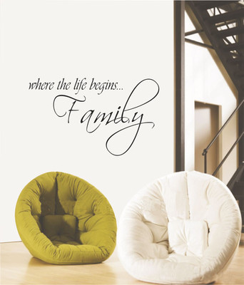 50% OFF on Ritzy Life Begins With Family Living Room Wall Quotes Wall Decal Sticker
