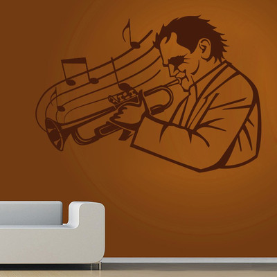 89% OFF on D��cor Kafe Decal Style Men in Trumpet Wall Art Large Size-45*31 Inch Wall Sticker Sticker Pack of 1