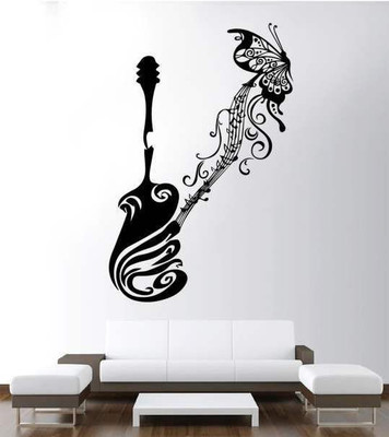 44% OFF on Hoopoe Decor Guitar, Music and Butterfly Wall Sticker Pack of 1