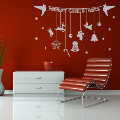 25% OFF on Chipakk Christmas Hanging Decor Decal - Light Grey Pigmented Polyvinyl Sticker