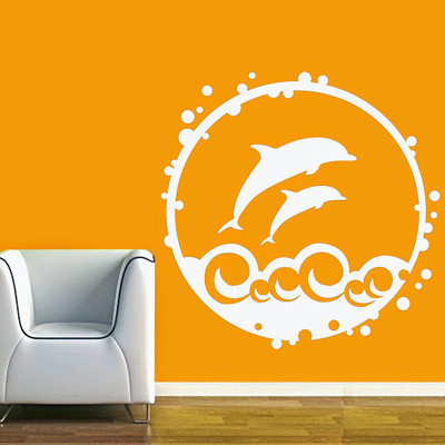 87% OFF on DeStudio Dolphin N Waves One Size Tiny Wall Sticker