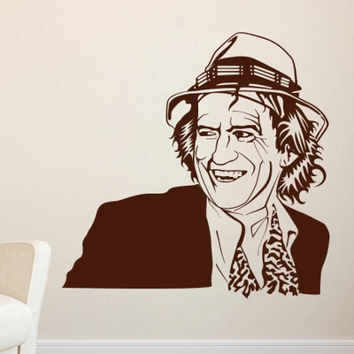 86% OFF on D��cor Kafe Decal Style Keith Richards Wall Art Medium Size-31*31 Inch Wall Sticker Sticker Pack of 1