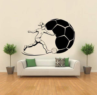 43% OFF on Hoopoe Decor Girl playing football Wall Sticker Pack of 1