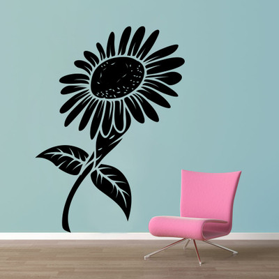 85% OFF on D��cor Kafe Decal Style Black Sunflower Wall Sticker Medium Size-27*37 Inch Wall Sticker Sticker Pack of 1