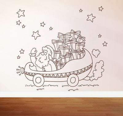 87% OFF on D��cor Kafe Decal Style Santa Claus Wall Art Large Size-38*35 Inch Wall Sticker Sticker Pack of 1