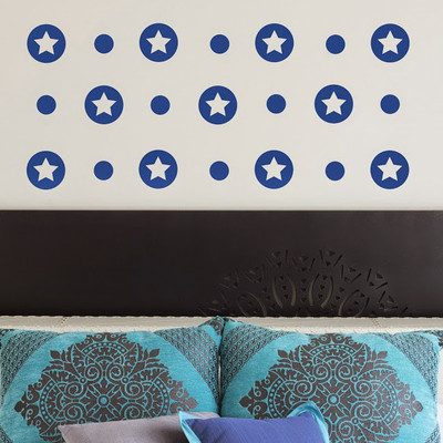 50% OFF on DeStudio Star Pattern Decortative Shapes Wallart Color Blue Size 150 X 60 Cms Wall Sticker