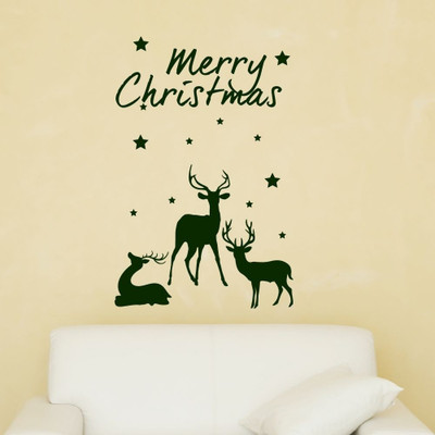Chipakk Christmas Reindeer Decal - Dark Green Pigmented Polyvinyl Sticker