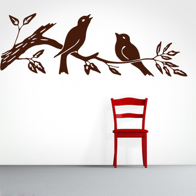 75% OFF on D��cor Kafe Decal Style Sparrow on Branch Wall Art Large Size-37*12 Inch Wall Sticker Sticker Pack of 1