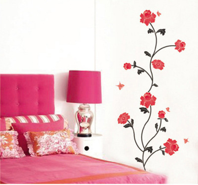33% OFF on Pindia Red Flower Butterfly Design Wall Sticker