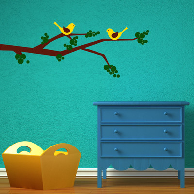 Chipakk Branch with birds - green Wall Decal Medium Pigmented Polyvinyl Films Imported Sticker